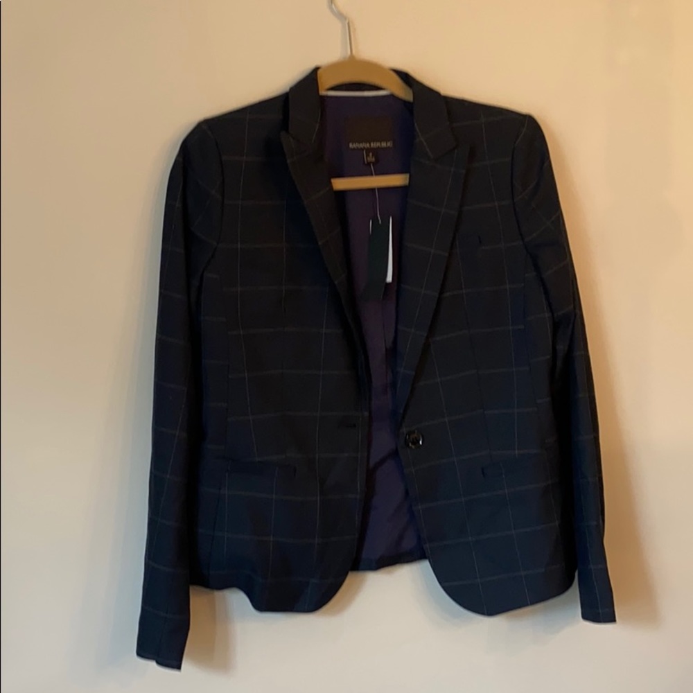 NWT Navy Window pane blazer